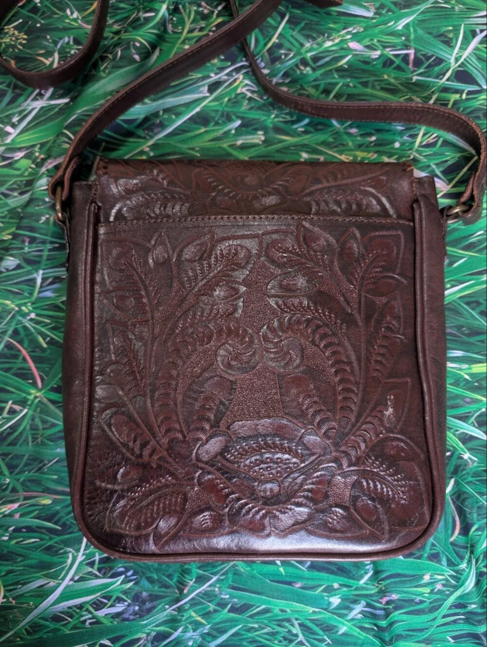 Mexichic Crafts LOLA Chicana luxury leather designer Crossbody Bag Chocolate Bag